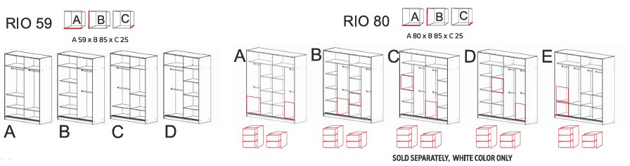 Rio 59-inch 2-Door Gloss Wood Wardrobe with Mirror