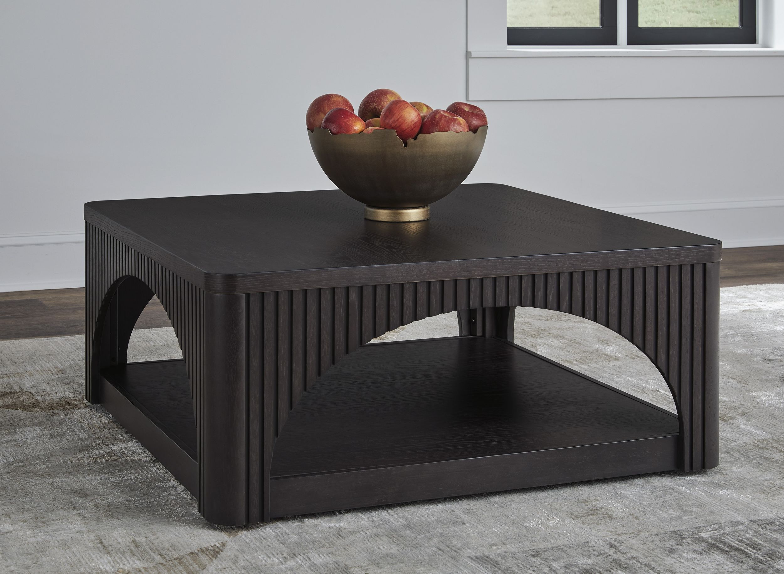 Yellink Wood Veneer Square Cocktail Table with Casters