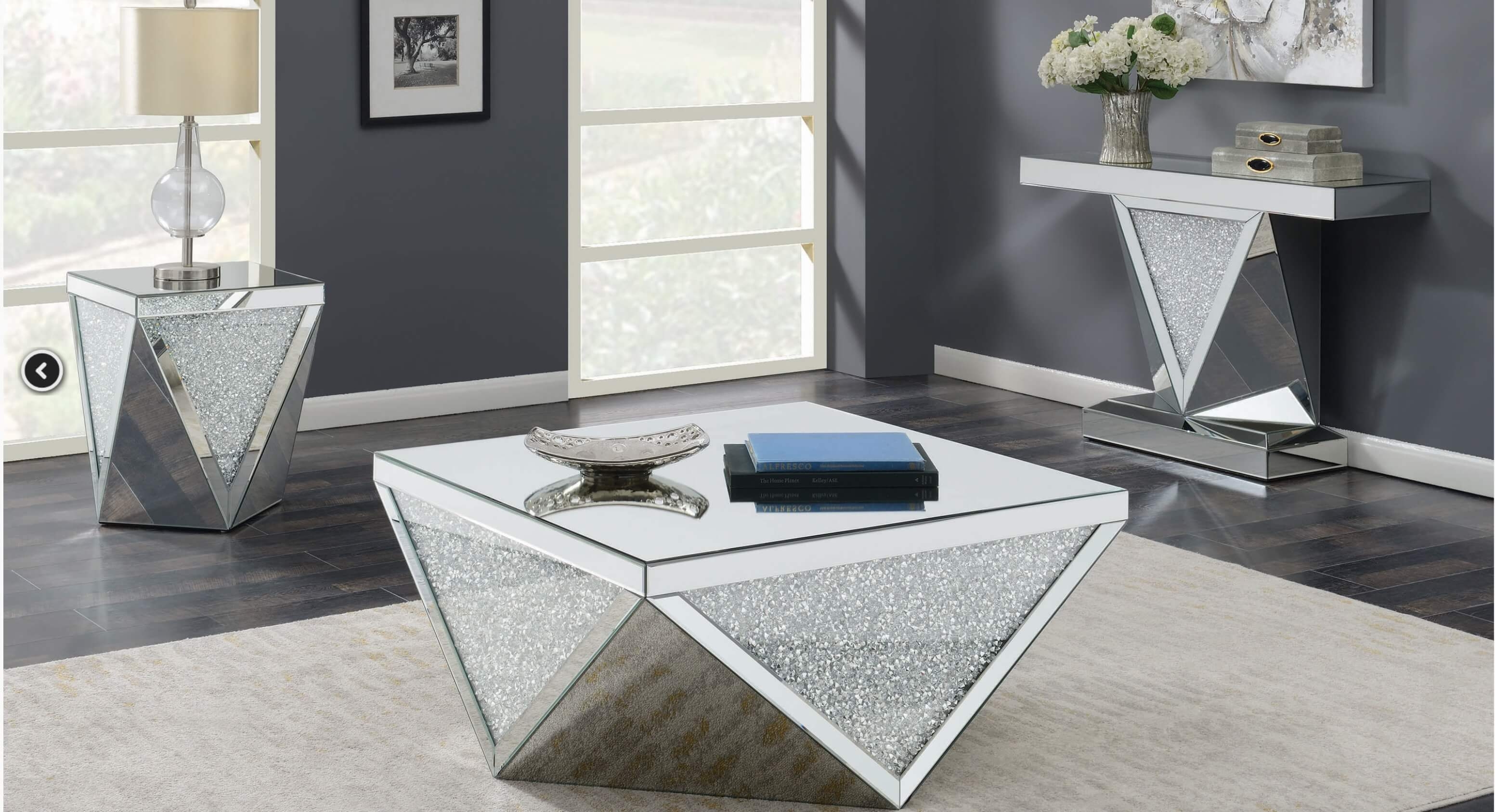 SM Diamond Mirrored Coffee Table