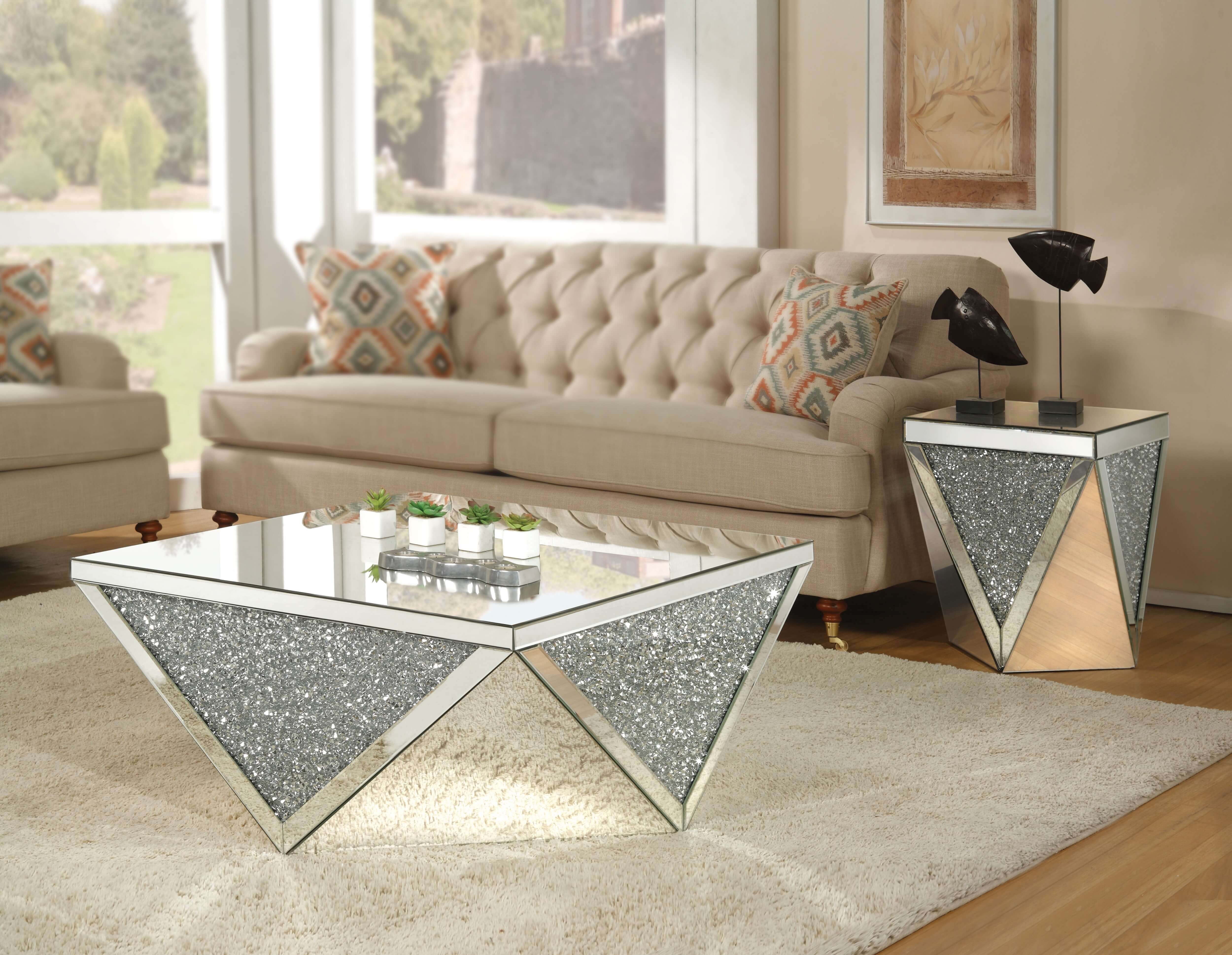 SM Diamond Mirrored Coffee Table