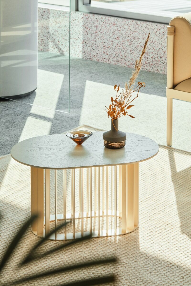 Roll Oval MDF Coffee Table w/ Metal Base