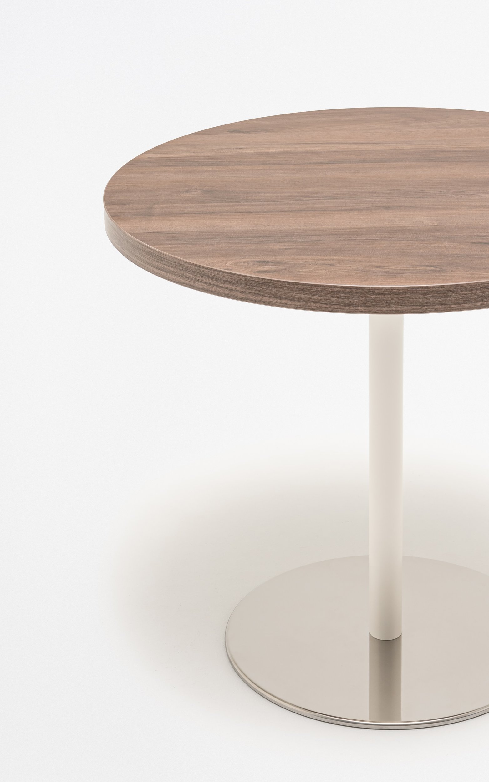 Quando MFC Round Coffee Table w/ Metal Disc Base