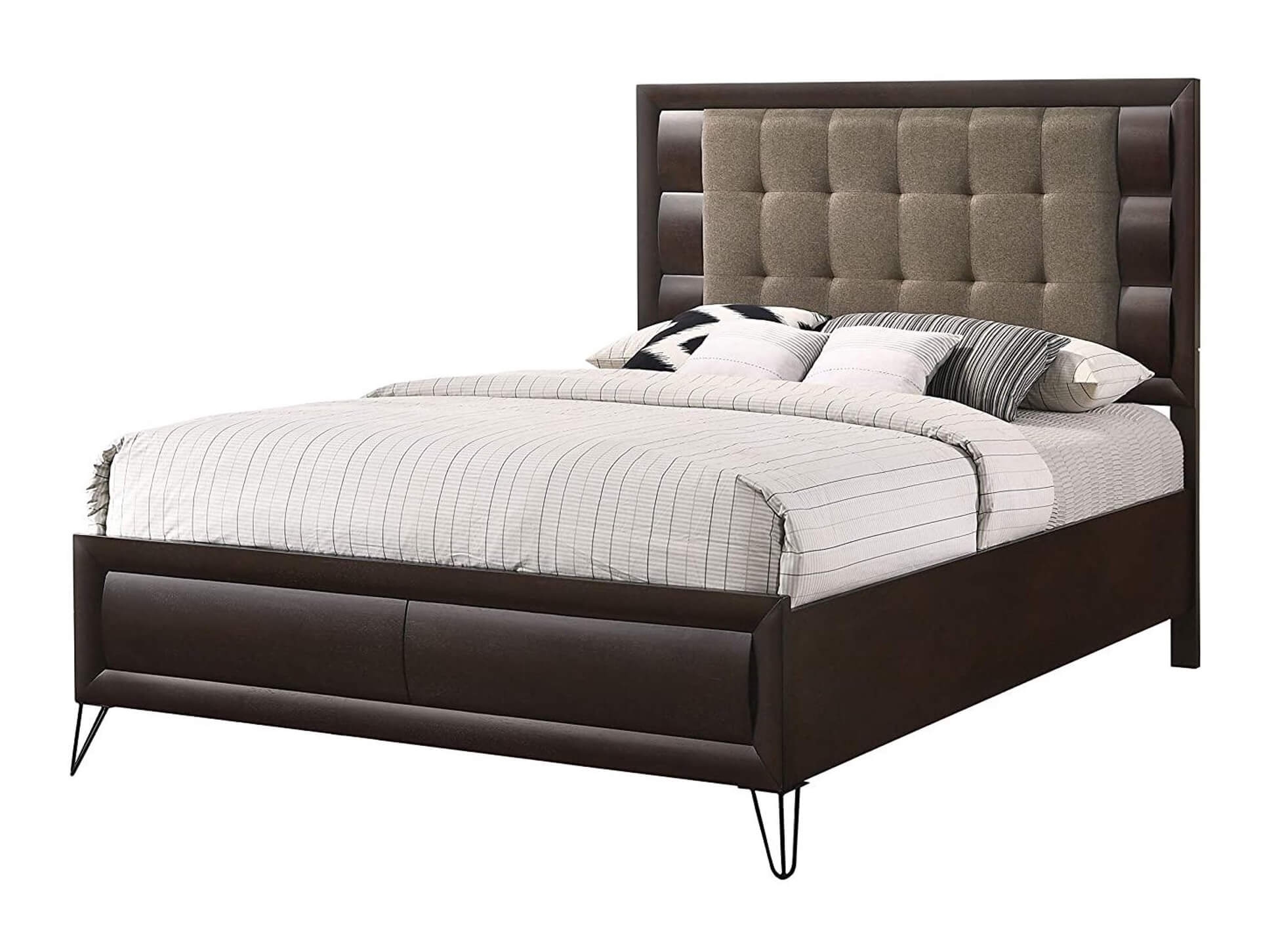 Acme Cama Queen tapizada Tablita en Merlot Oscuro