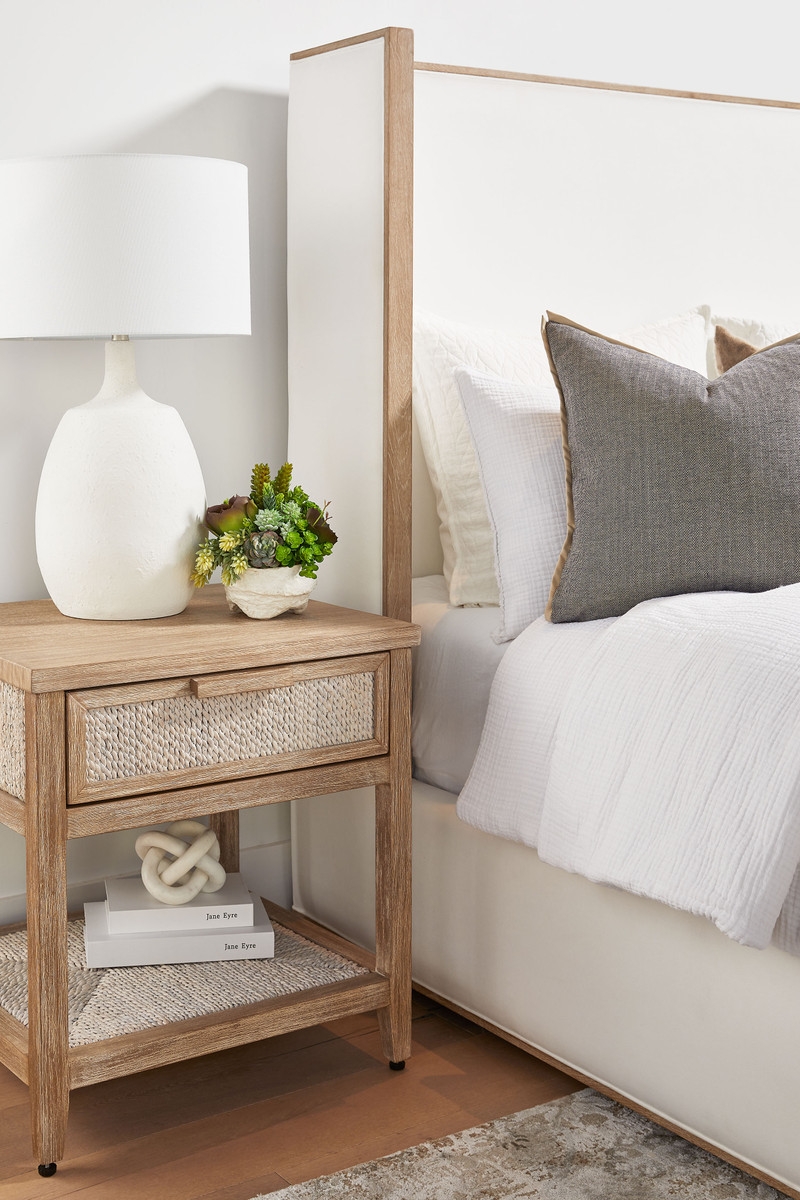 Tailor Shelter Fabric/Wood Platform Bed, California King Size