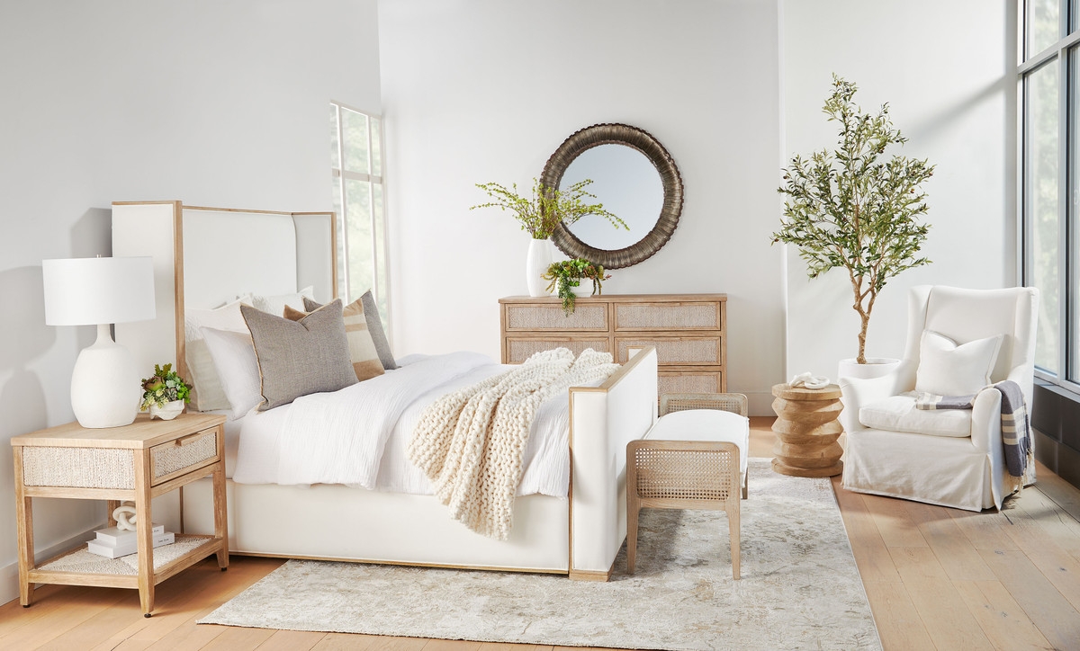 Tailor Shelter Fabric/Wood Platform Bed, California King Size