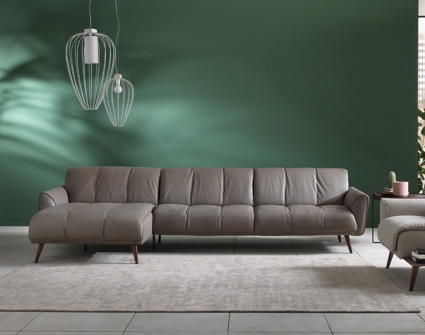 Talento Fabric/Leather L-Shape Sectional Sofa w/ Chaise