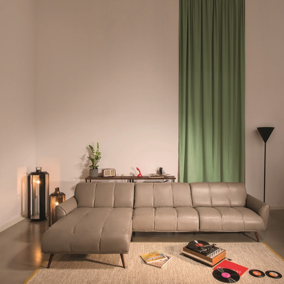 Talento Fabric/Leather L-Shape Sectional Sofa w/ Chaise