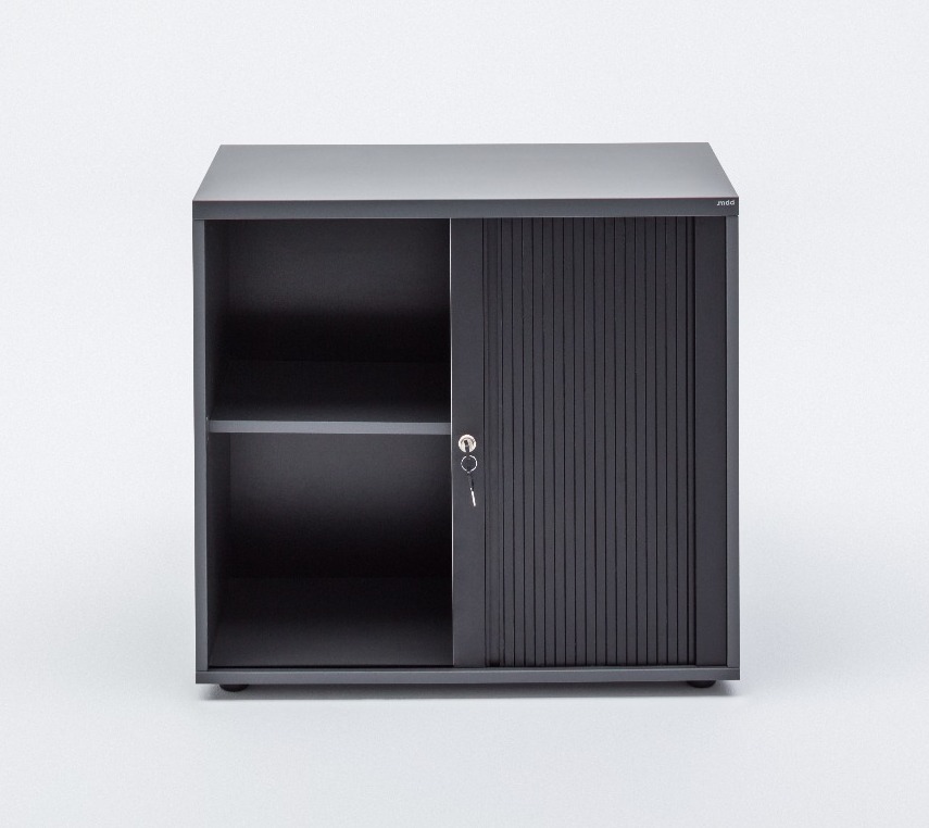 Standard Office W31.5" Tambour Cabinet w/2 Shelves & Lockable Door