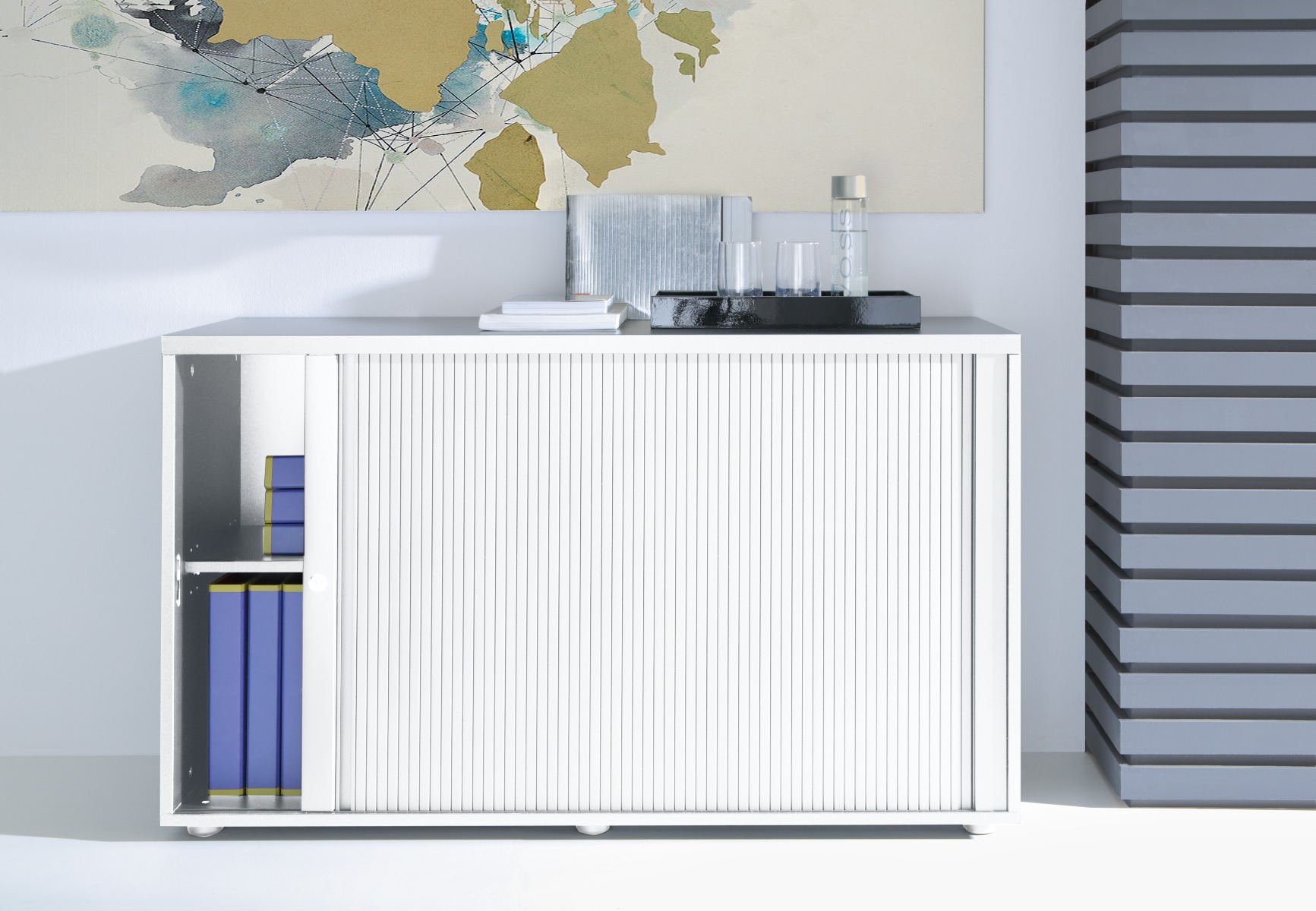 Standard Office Tambour Cabinet w/Shelves & Lockable Door