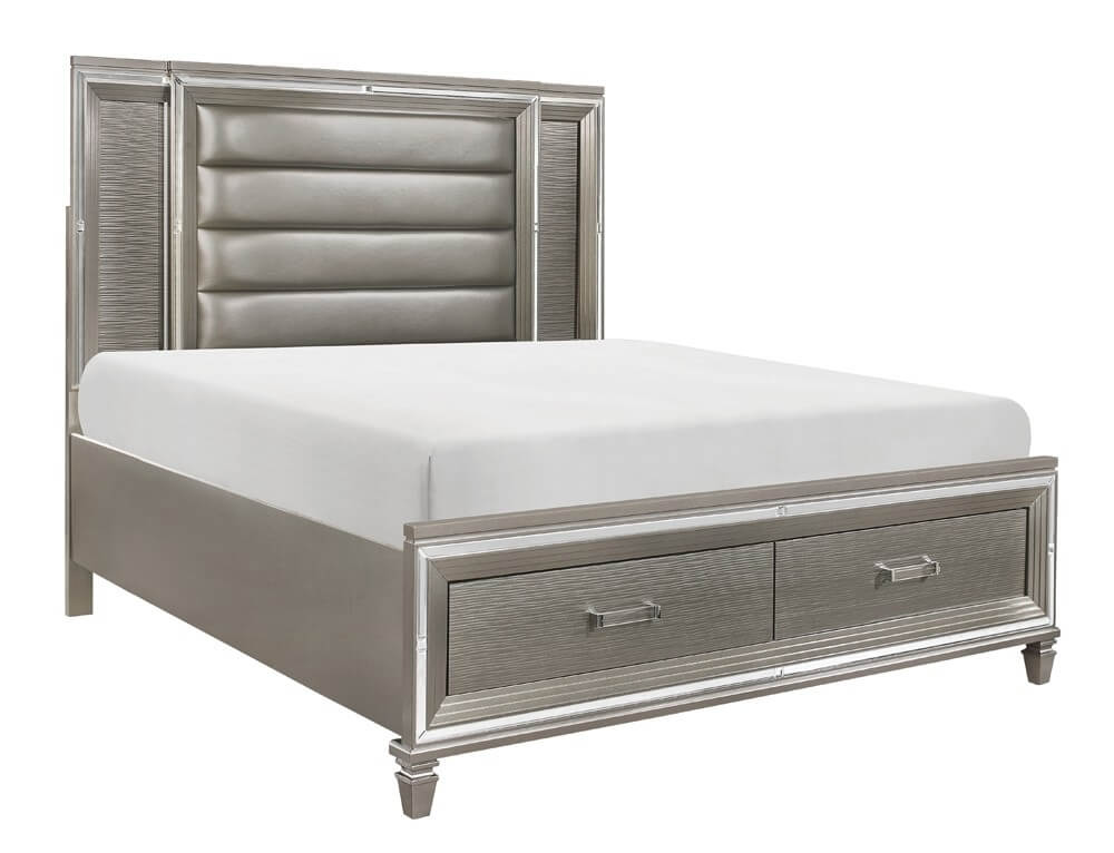 Tamsin Leatherette Storage Platform Bedroom Set with LED Lighting