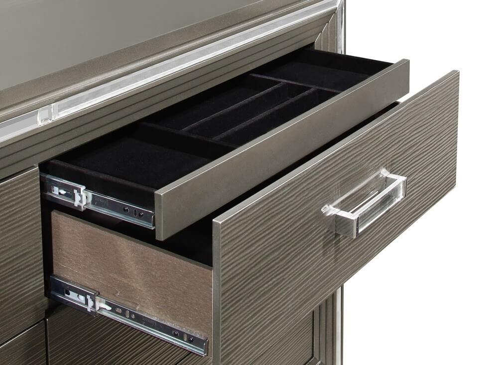 Tamsin Leatherette Storage Platform Bedroom Set with LED Lighting