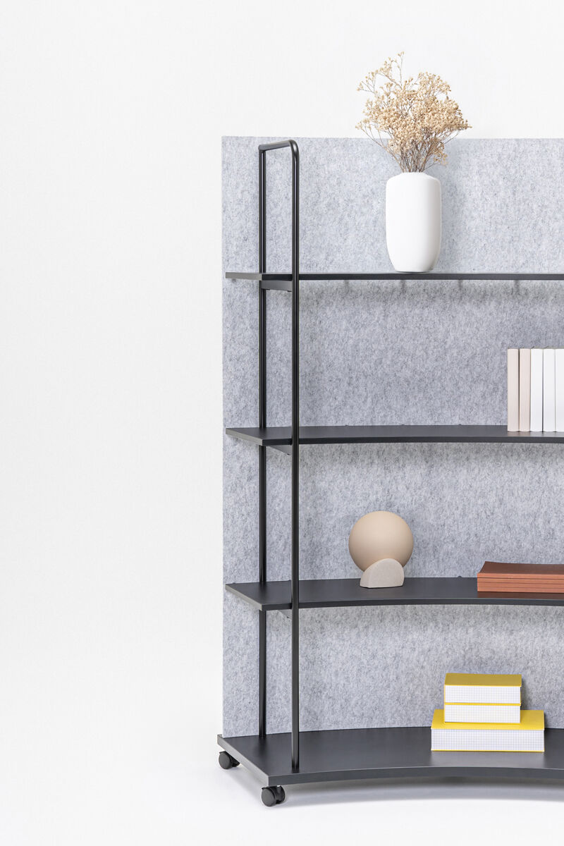 Tanca Concave Bookcase w/PET Acoustic Screen & 4 Shelves