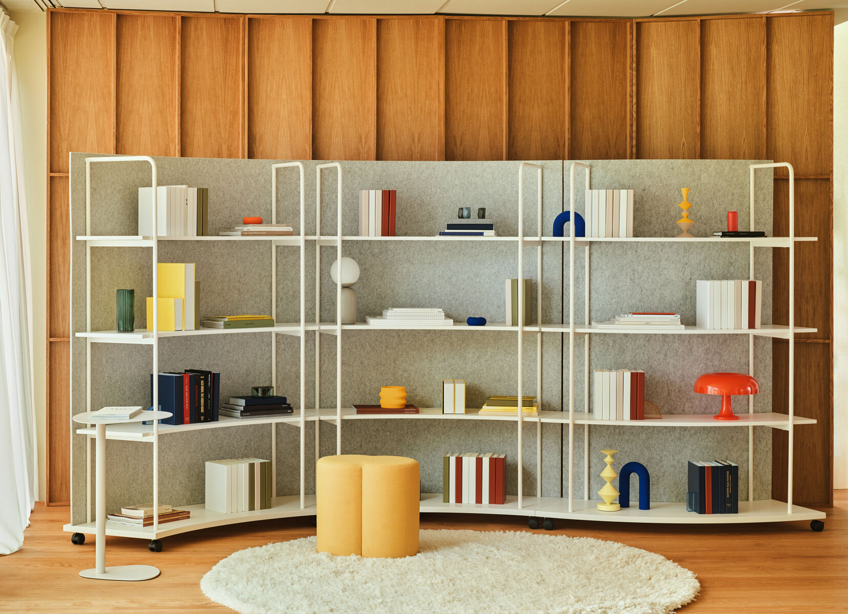 Tanca Convex Bookcase w/PET Acoustic Screen & 4 Shelves