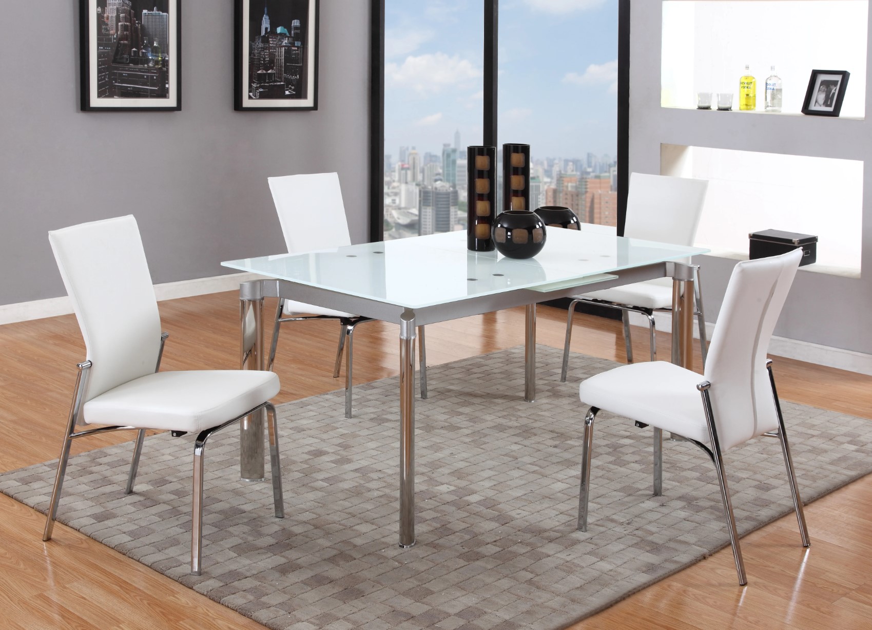 Tara Pop-up Extension Glass Dining Table
