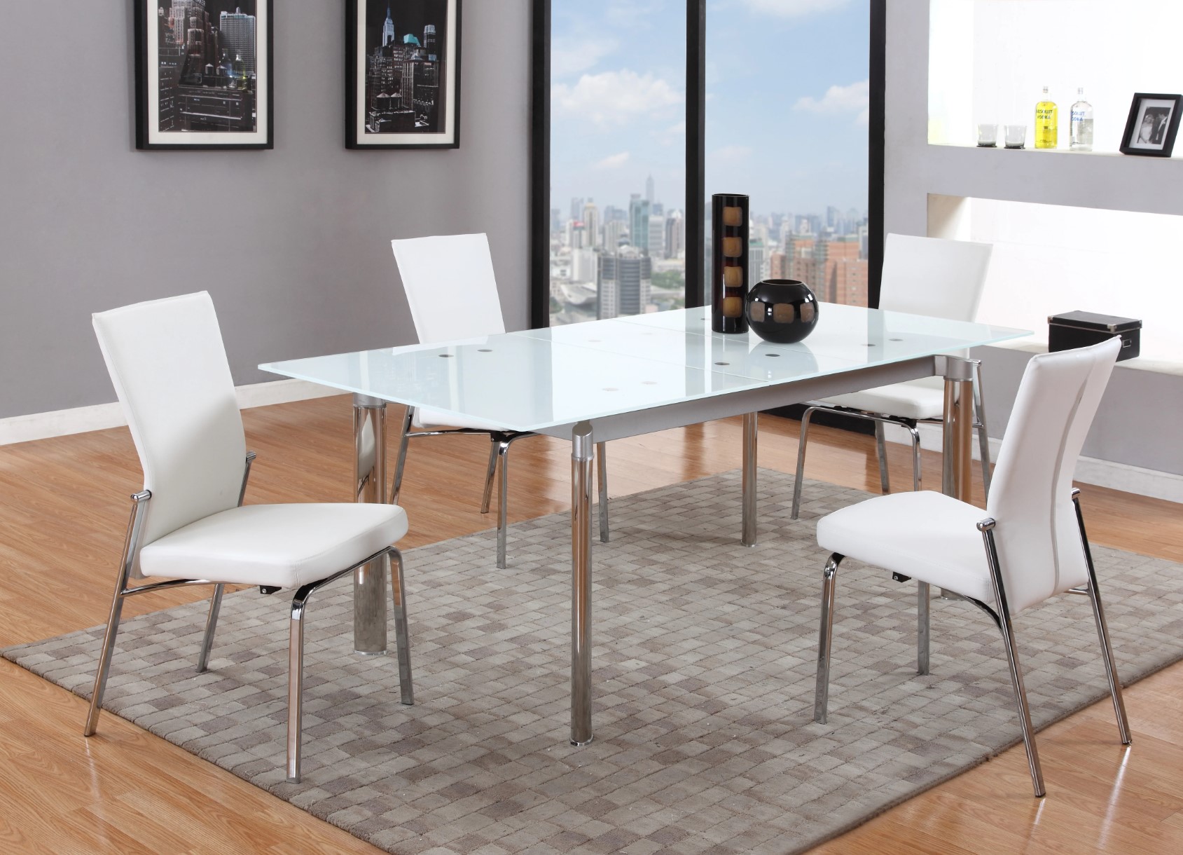 Tara Pop-up Extension Glass Dining Table