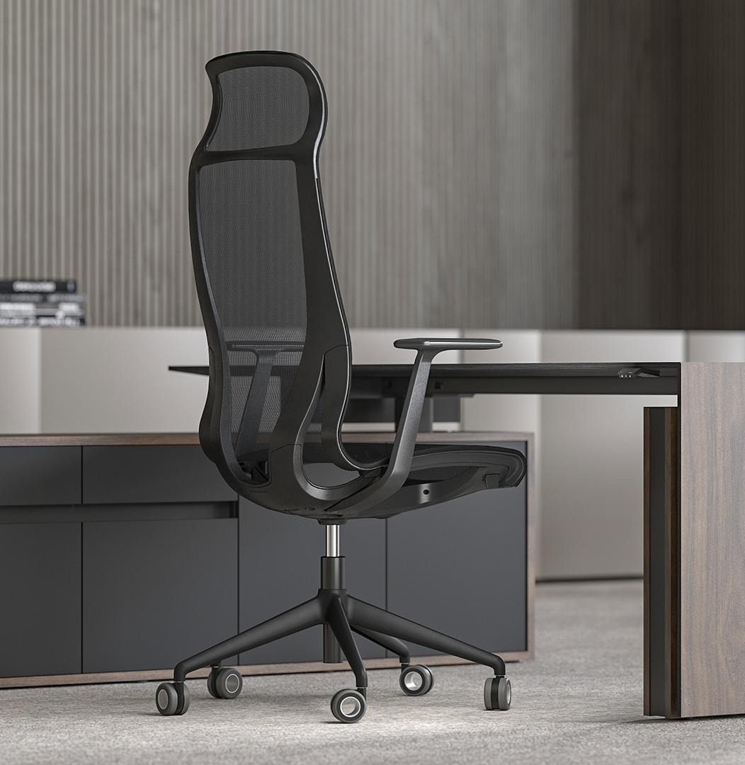 D-Chair Executive Swivel Adjustable Office Chair w/Black Frame & Base