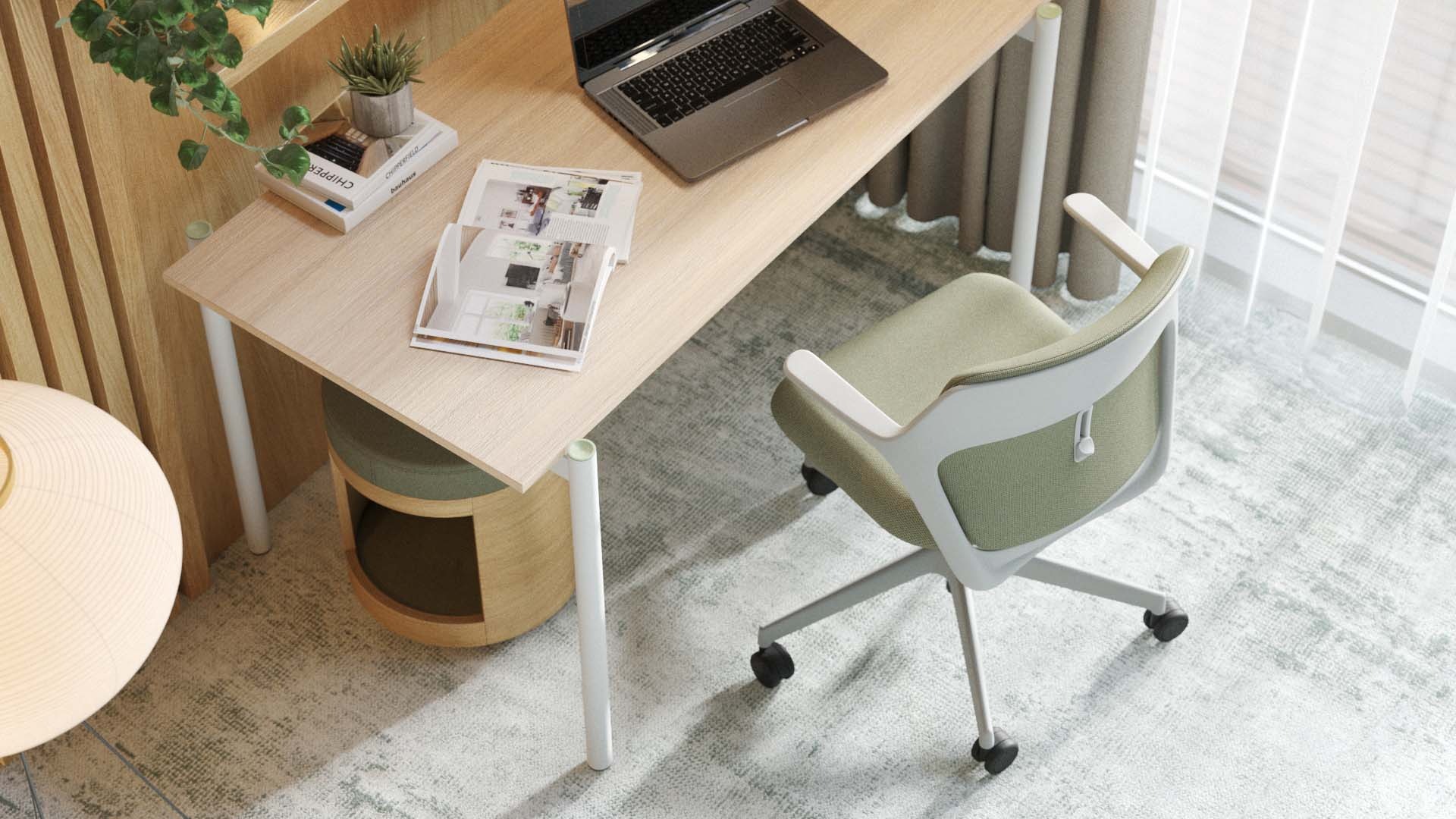 OFY Low-Back Task Office Chair w/1D Adjustable Armrests, Grey Frame