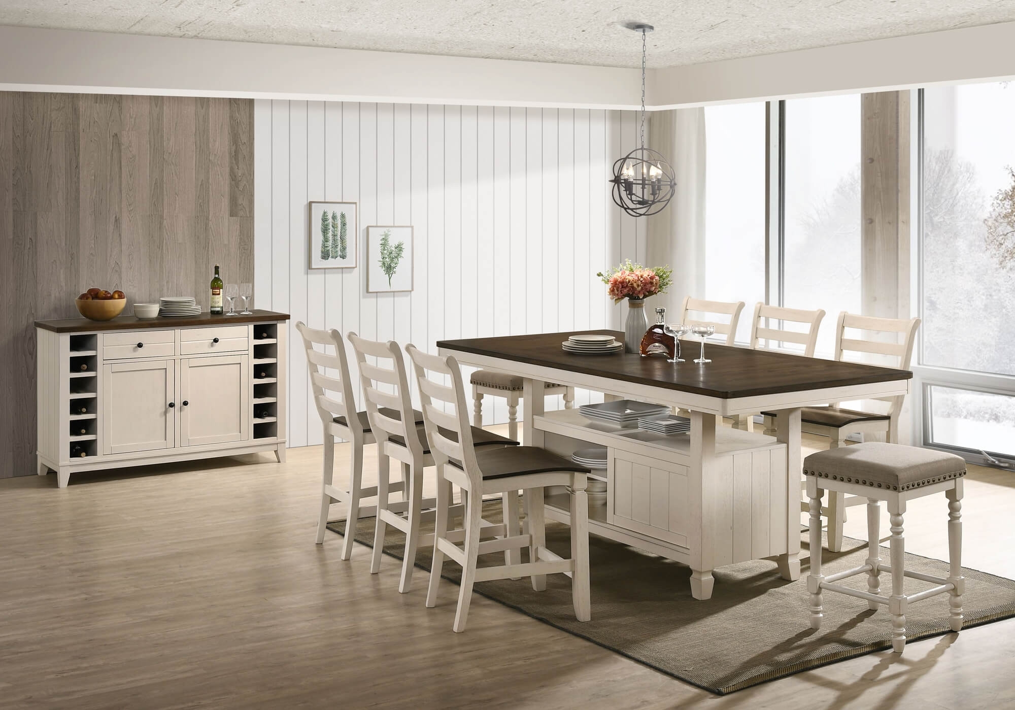 Tasnim Wood Rectangular Counter Table w/ Storage Base