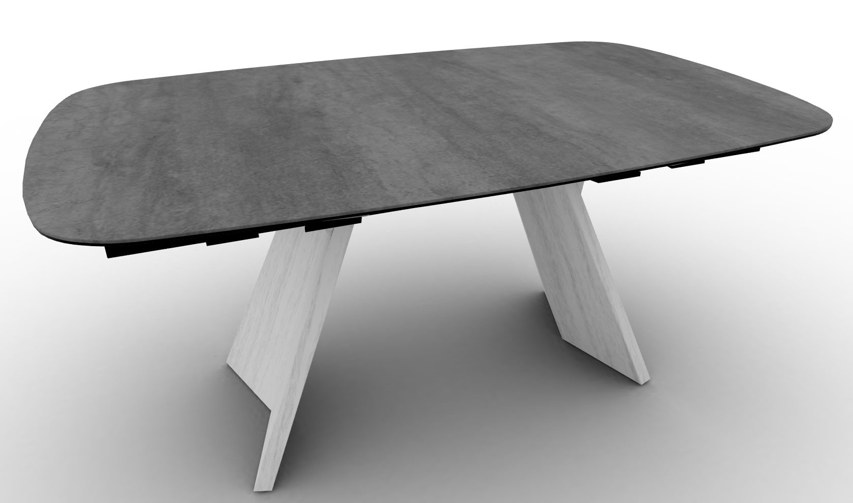 Icaro W64.9"-79.9"-94.8" Ceramic/Wood Customizable Extendable Elliptical Dining Table