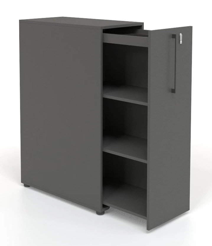 Boxi D32.3" Office Lockable Storage Tower w/3 Shelves & Pencil Tray, Right Hand