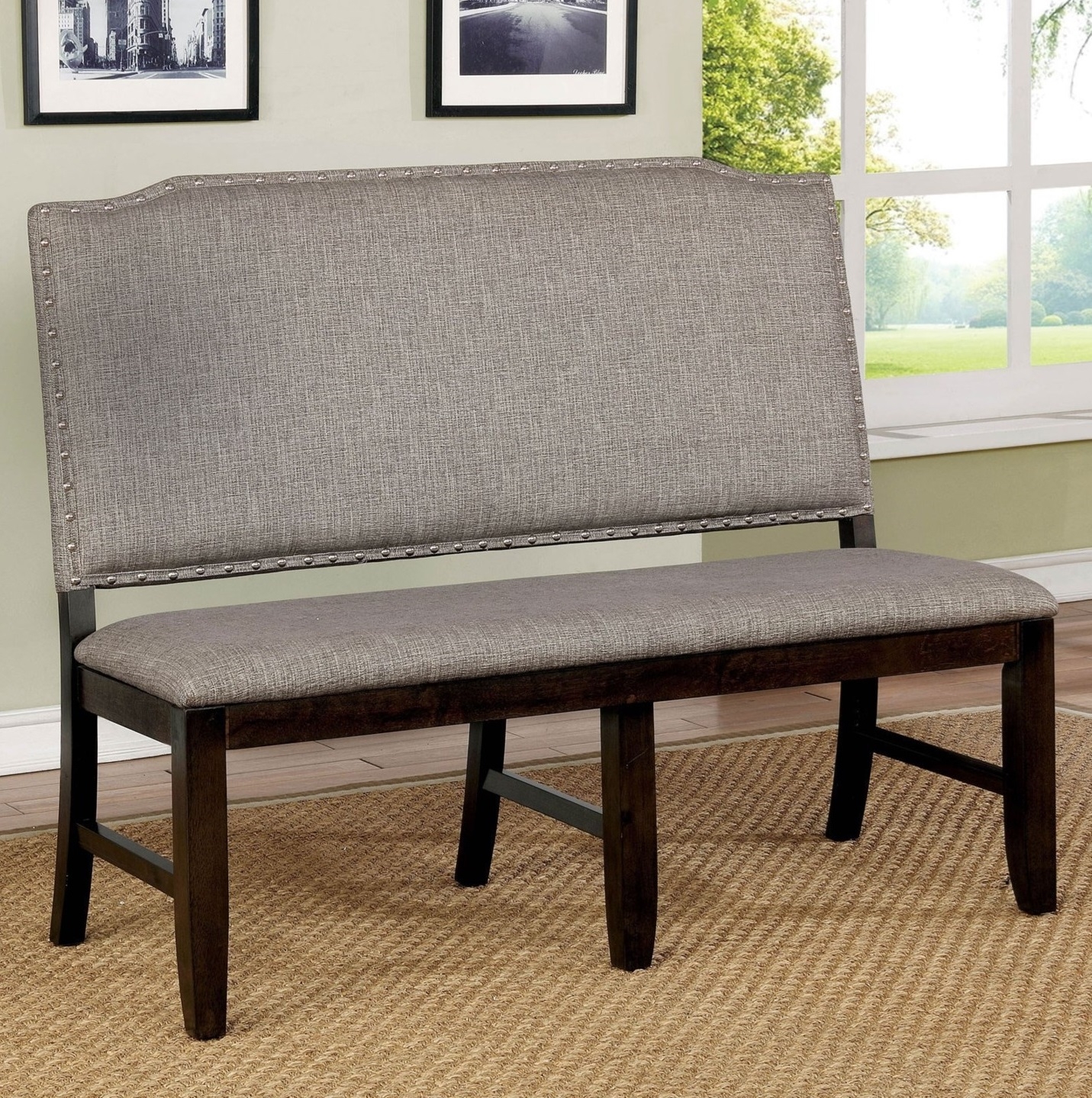 Teagan Fabric/Wood Dining Bench