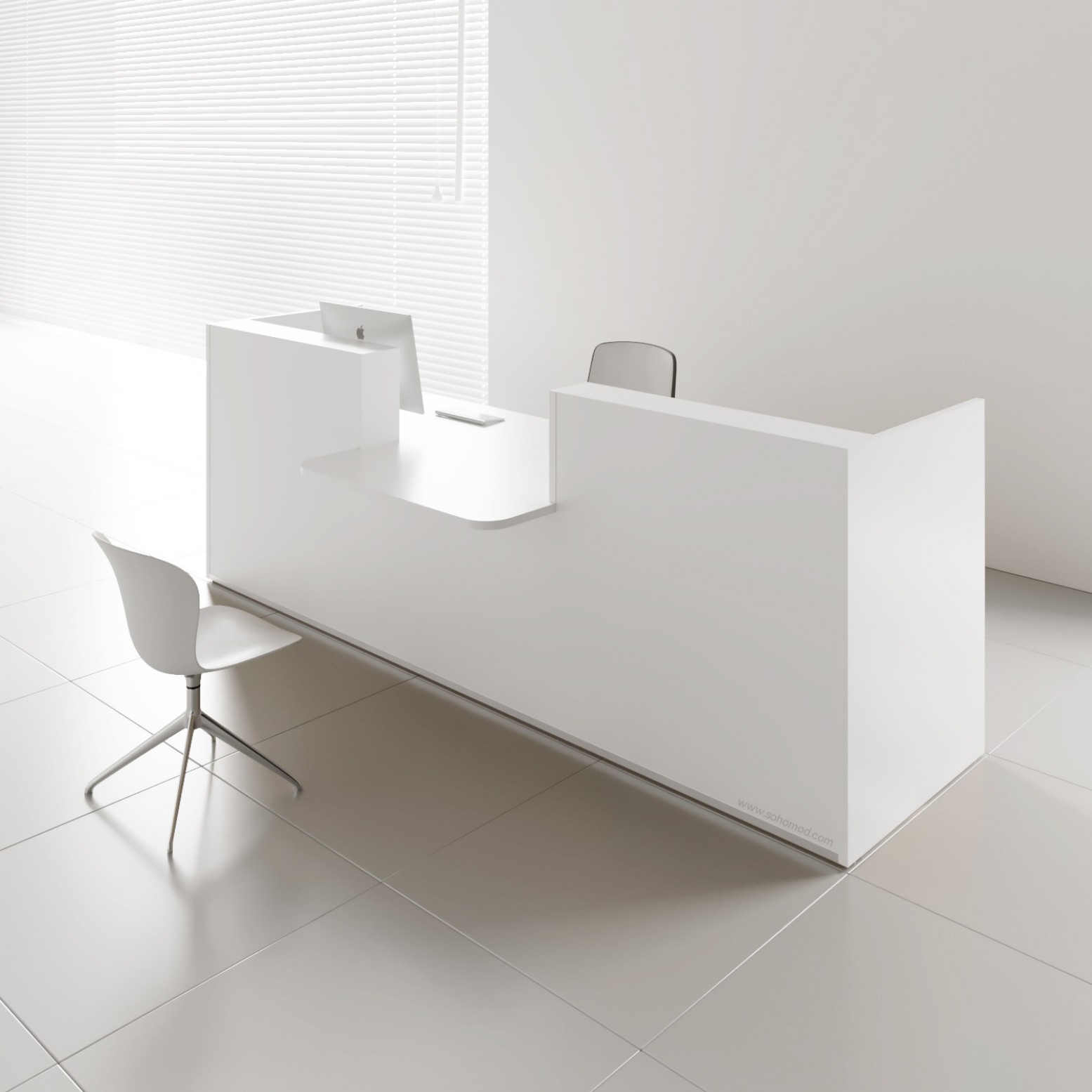 Tera 120" Straight Reception Desk w/Center Counter in white