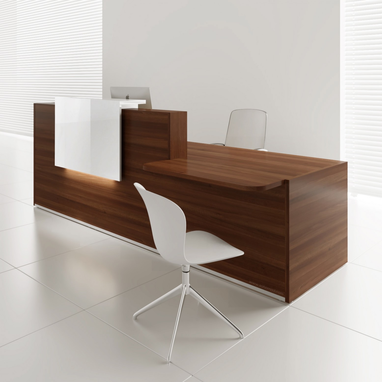 Tera 121" Reception Desk with Lighting Panel & Counter Top