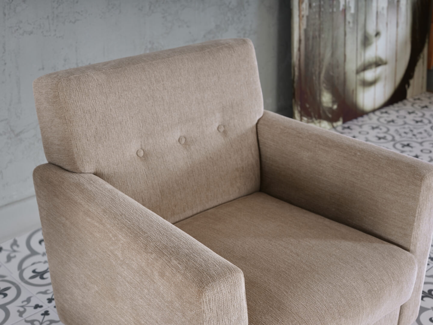 Theo Fabric Accent Armchair w/Storage Ottoman