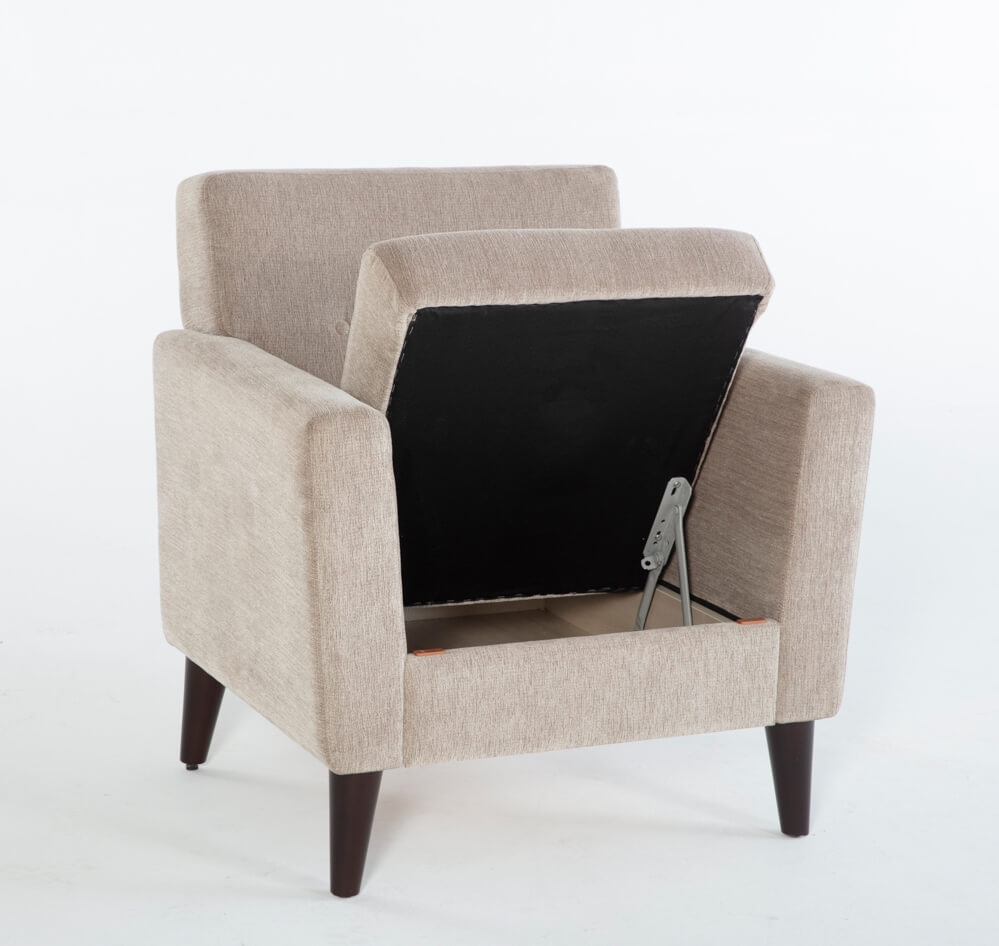 Theo Fabric Accent Armchair w/Storage Ottoman