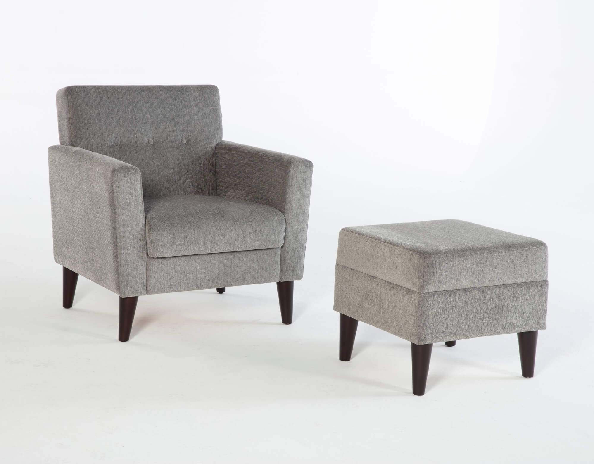 Theo Fabric Accent Armchair w/Storage Ottoman