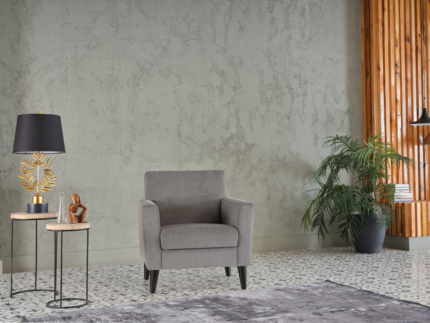 Theo Fabric Accent Armchair w/Storage Ottoman