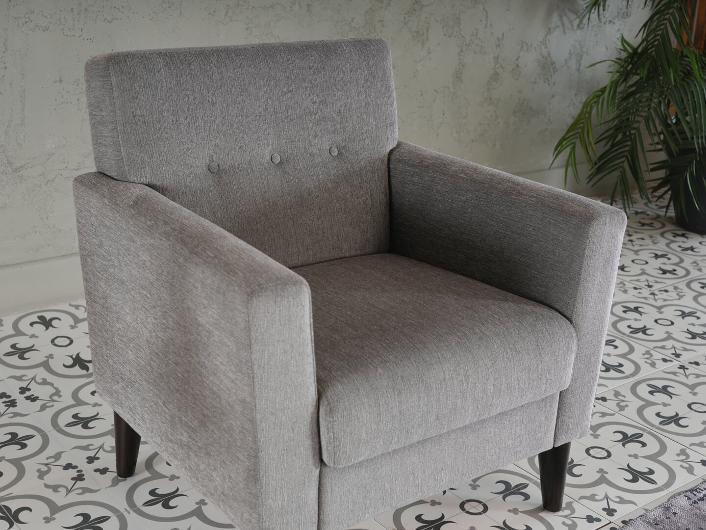 Theo Fabric Accent Armchair w/Storage Ottoman