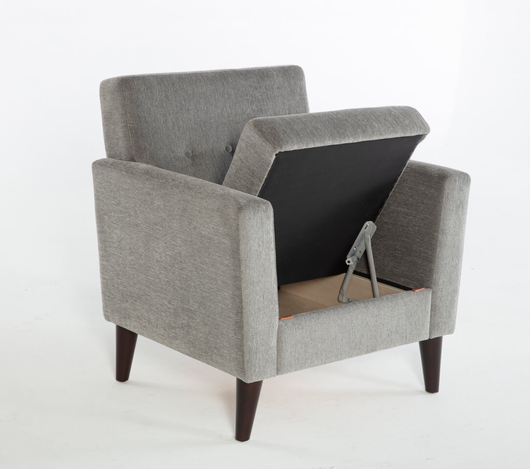 Theo Fabric Accent Armchair w/Storage Ottoman