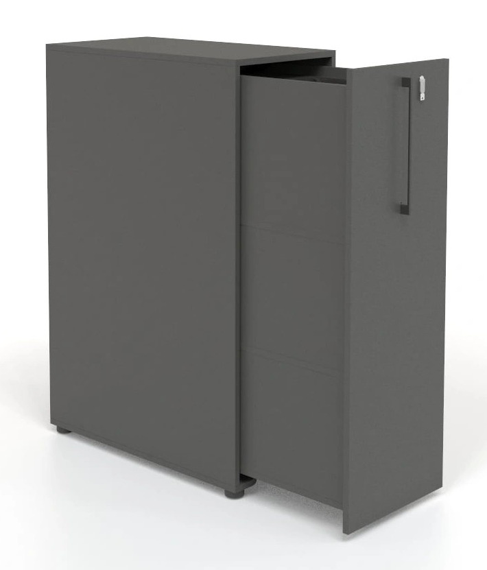Boxi D32.3" Office Lockable Storage Tower w/3 Shelves & Pencil Tray, Left Hand