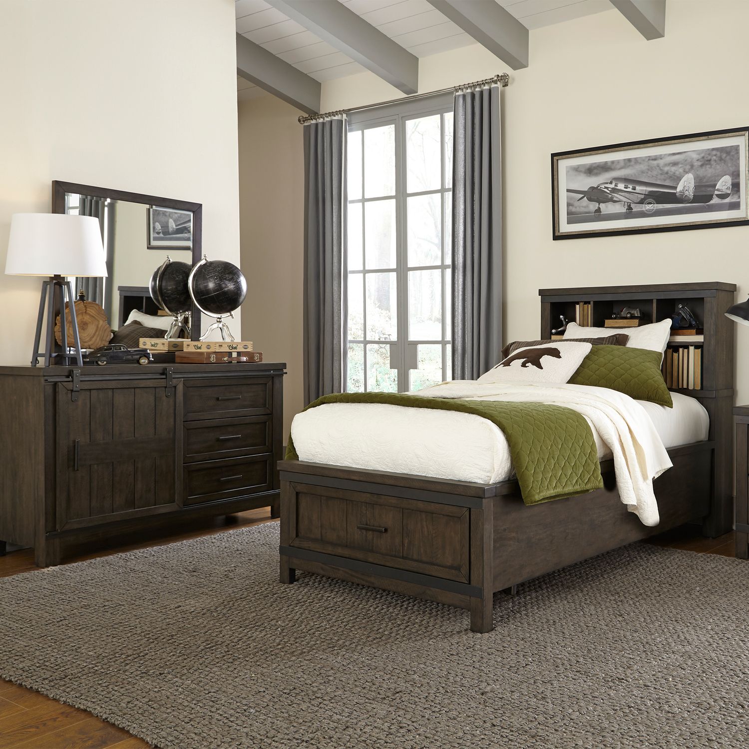 Thornwood Hills Bookcase Bedroom Set | Rustic Storage