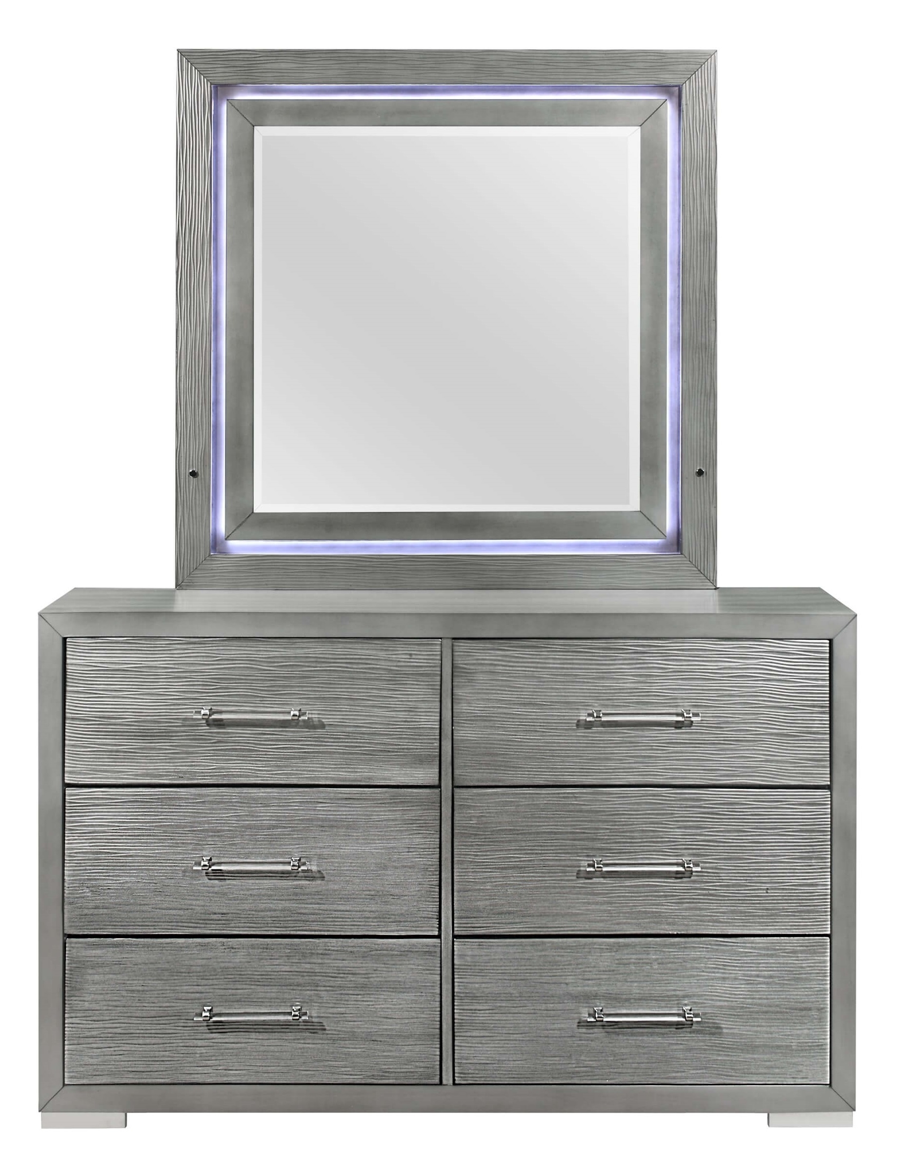 Tiffany MDF/Wood Panel Storage Bedroom Set w/2 Lamps