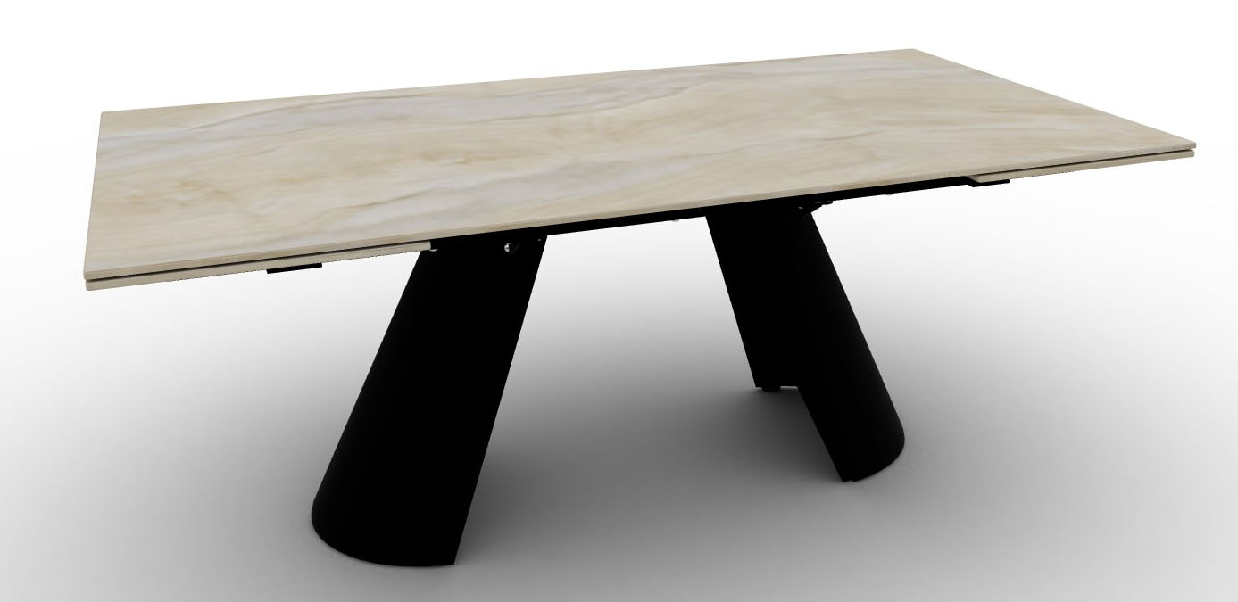 Apian W78.7-inch Ceramic/Metal Customizable Extendable Rectangular Dining Table