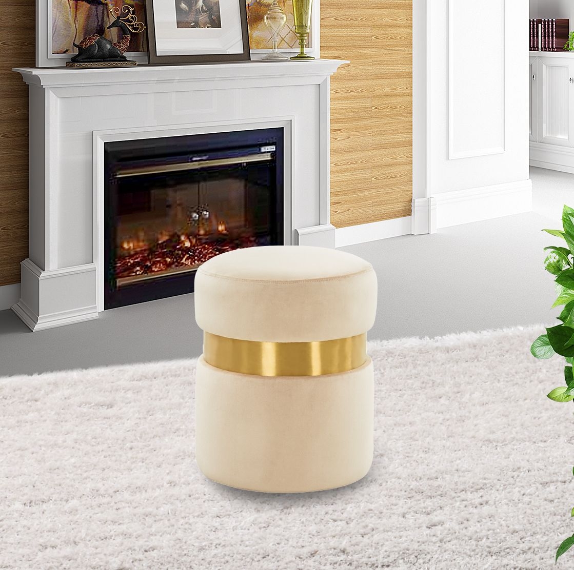 Troy Round Velvet Ottoman