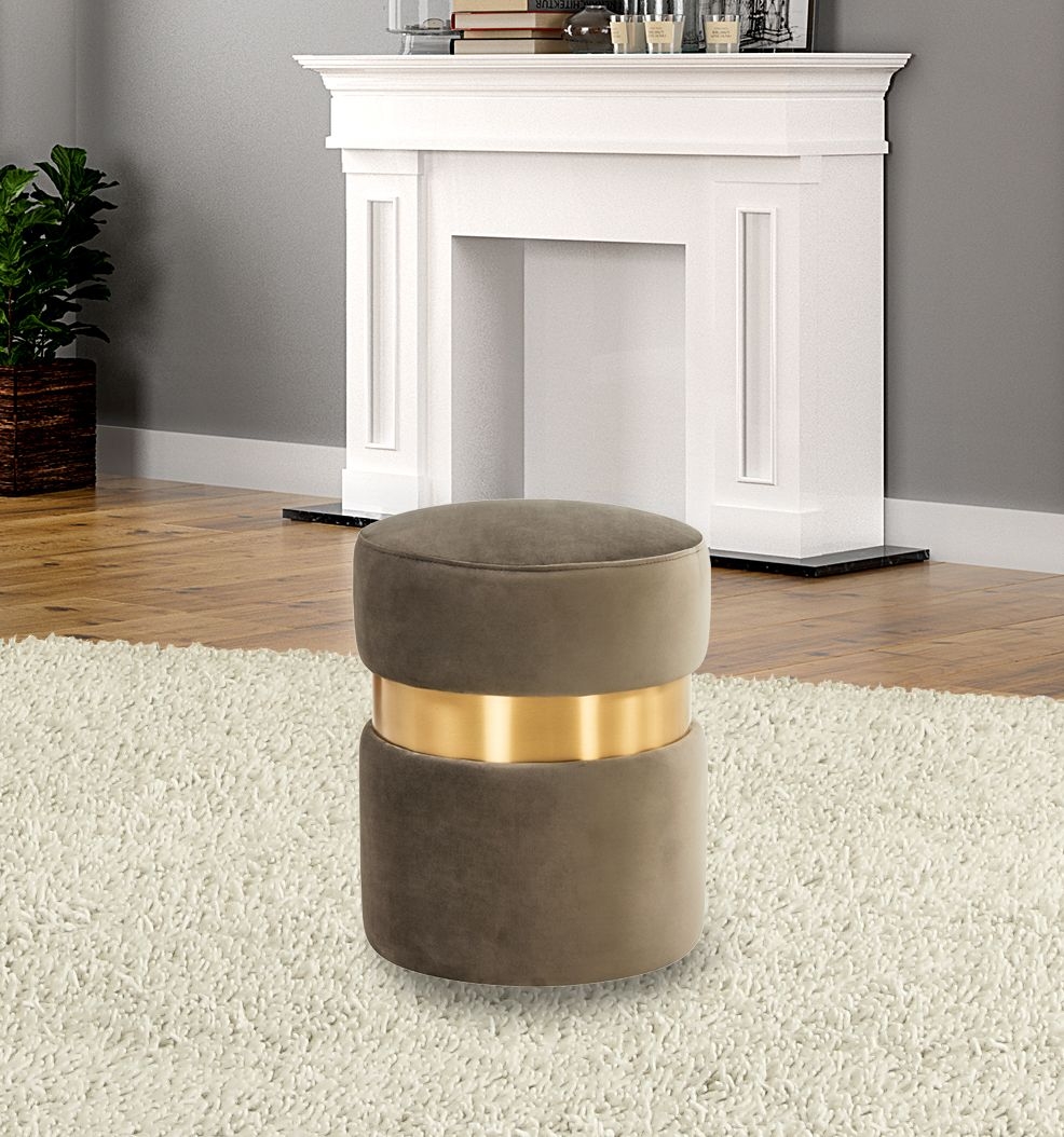 Troy Round Velvet Ottoman