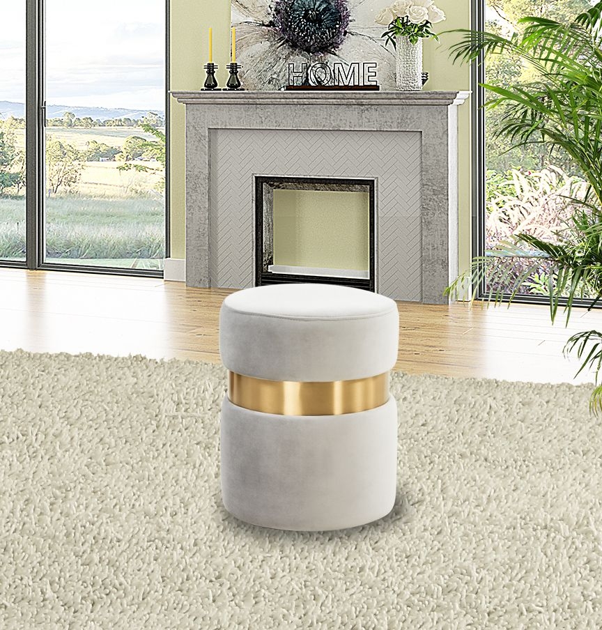 Troy Round Velvet Ottoman