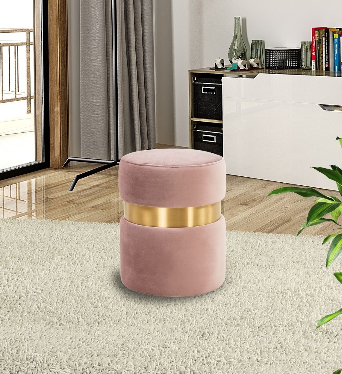 Troy Round Velvet Ottoman
