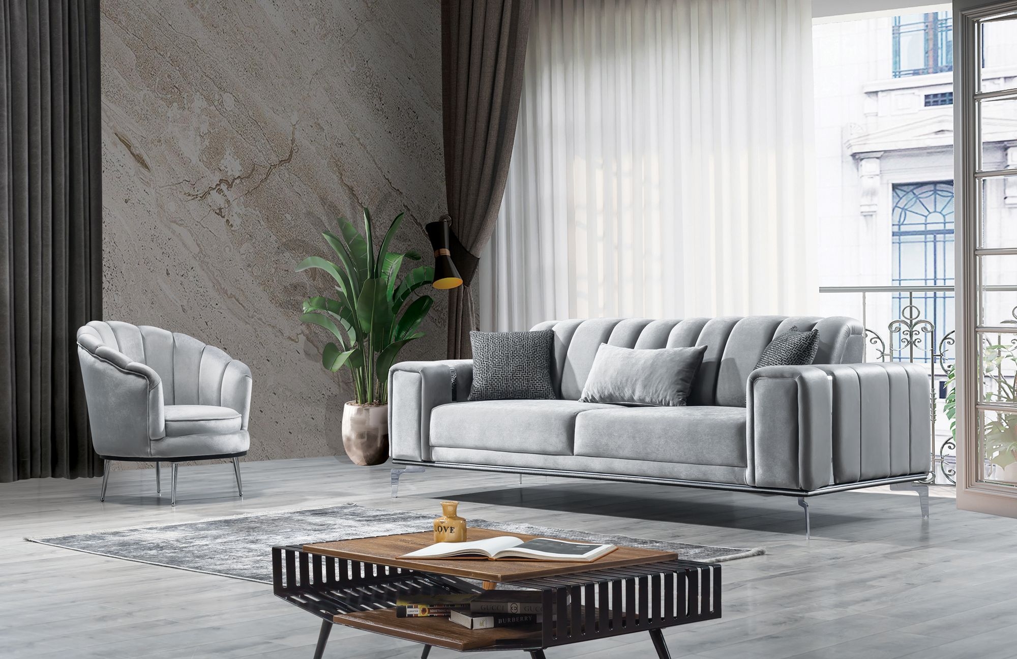 Tokyo Velvet/Microfiber Fabric Sofa Bed