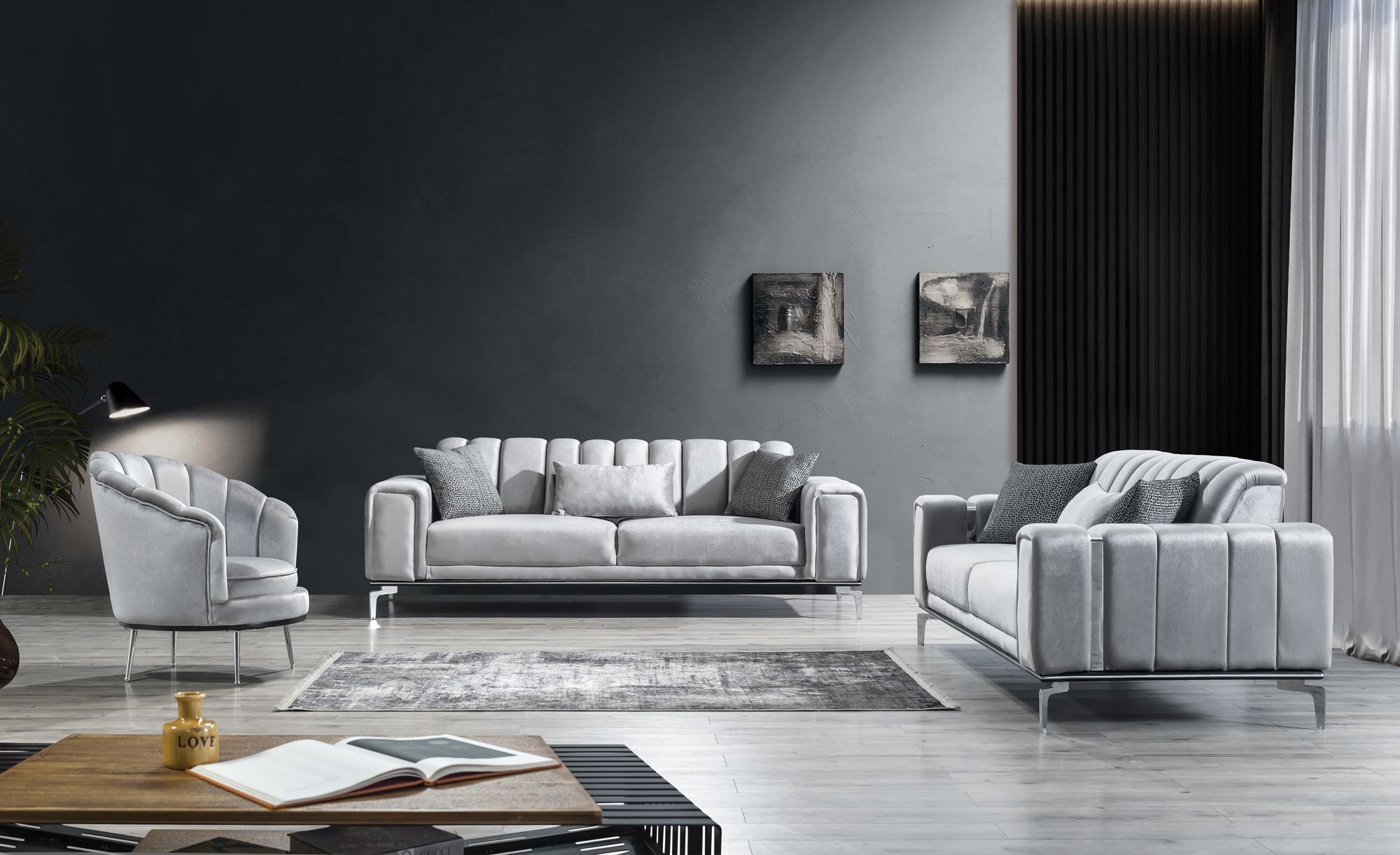 Tokyo Micro Velvet Living Room Set