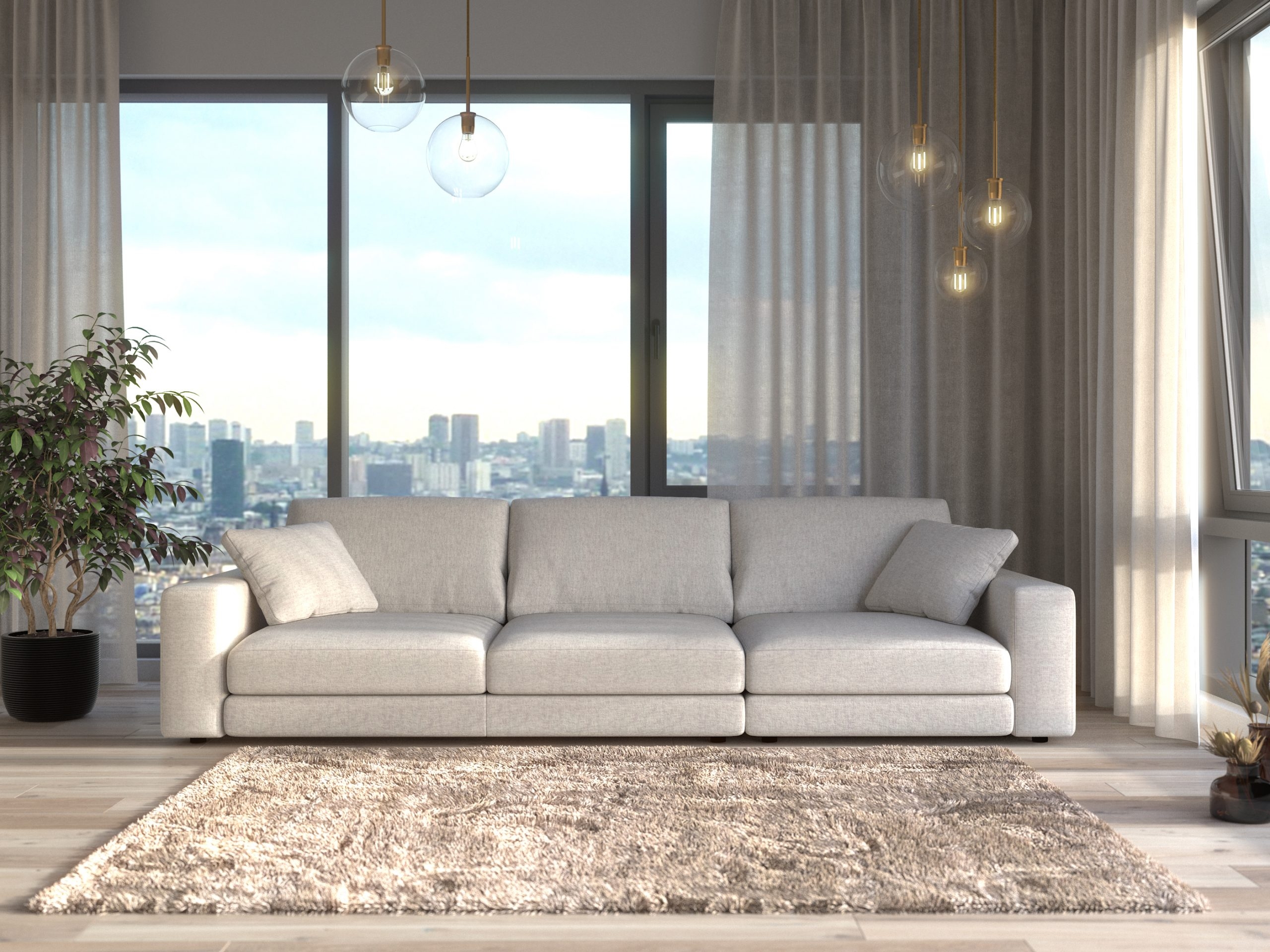 Toledo 3-seater XL sofa in light gray fabric