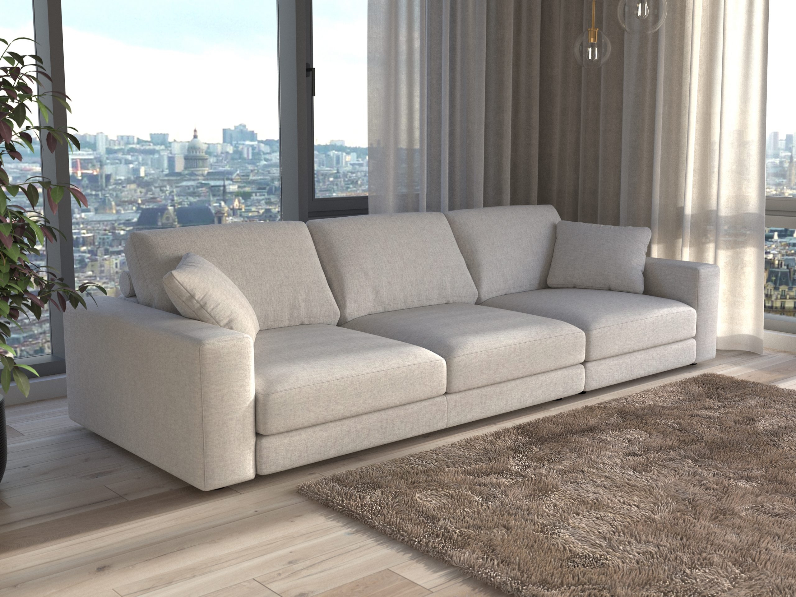 Toledo L-shape Sectional in light gray fabric