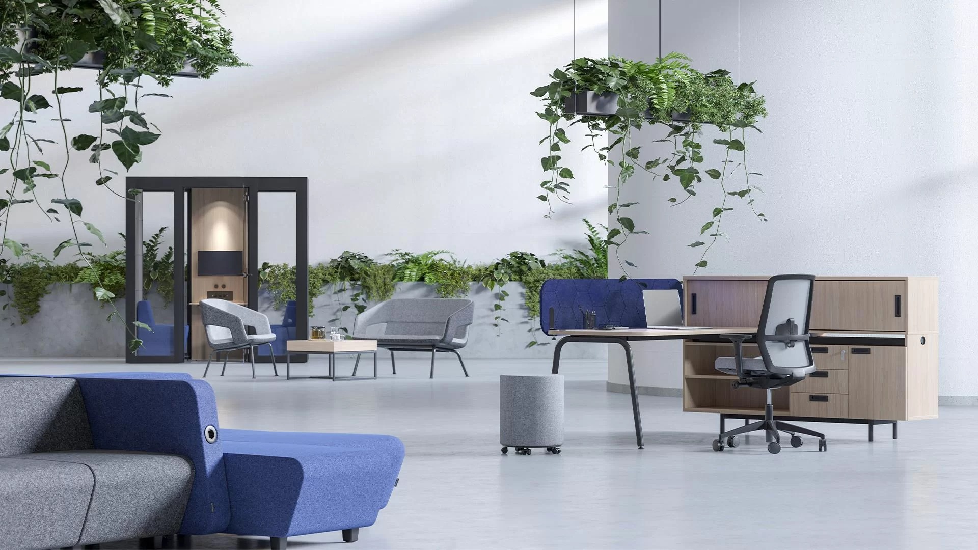 Round Pet Acoustic Screen for Single Desk w/Sliding Top
