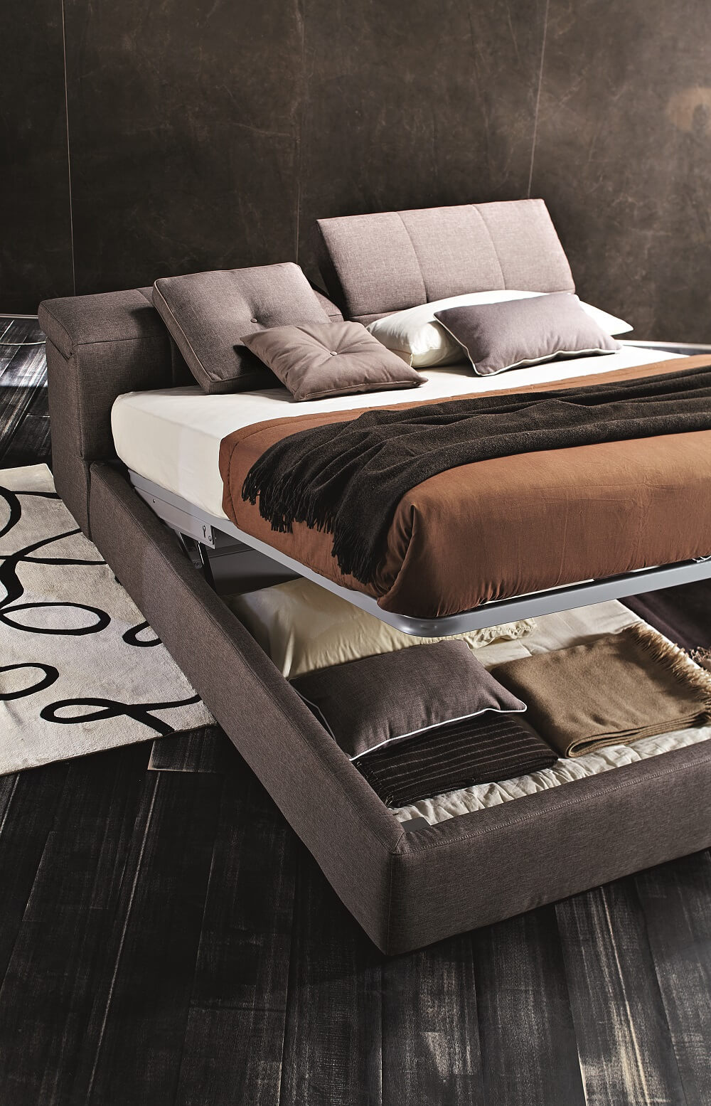 Tower Storage Bed, King Size, Taupe Grey by J&M Furniture