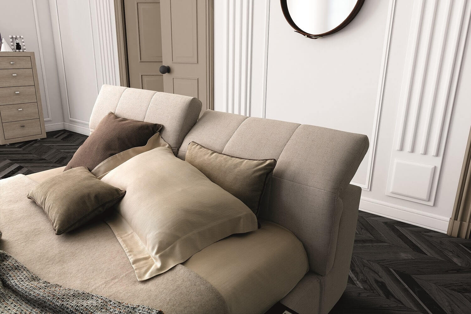 Tower Fabric/Ecoleather Storage Platform Bed