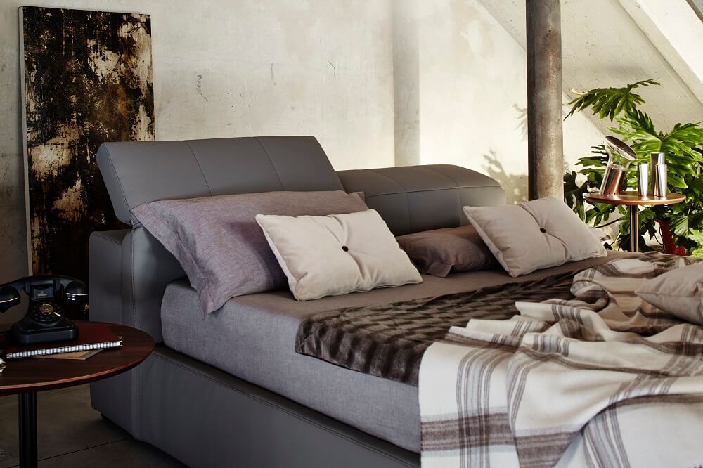 Tower Storage Bed, Queen Size, Grey Ecoleather by J&M Furniture