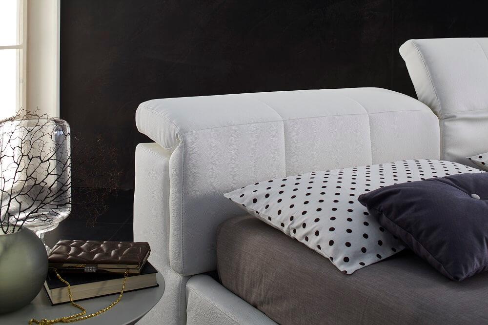 Tower Storage Bed, King Size, White Ecoleather by J&M Furniture